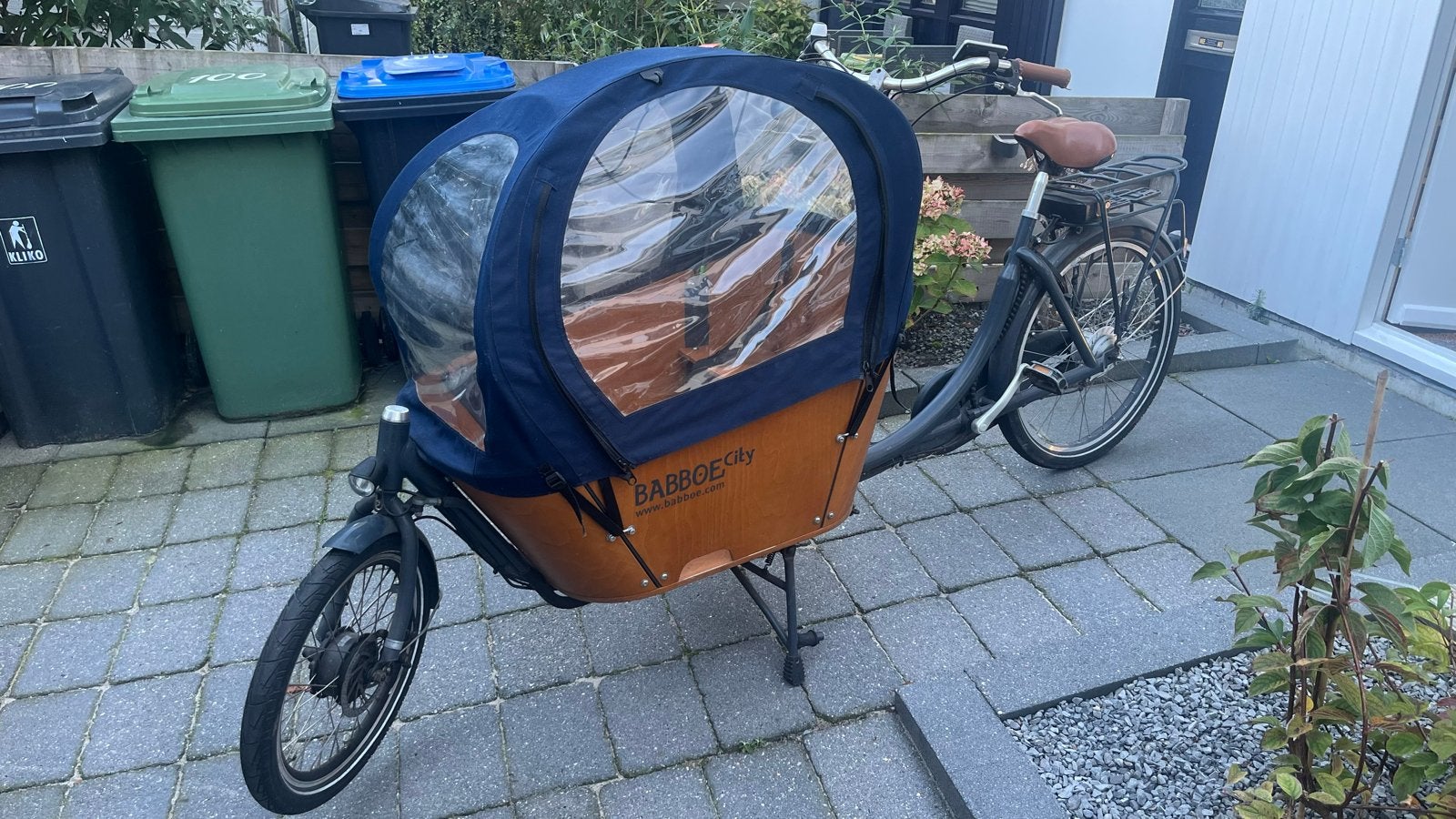 Babboe City Bakfiets met Huif - Ideaal voor 2 kinderen, Fietsen en Brommers, Ophalen, Gebruikt, Huif, 2 kinderen