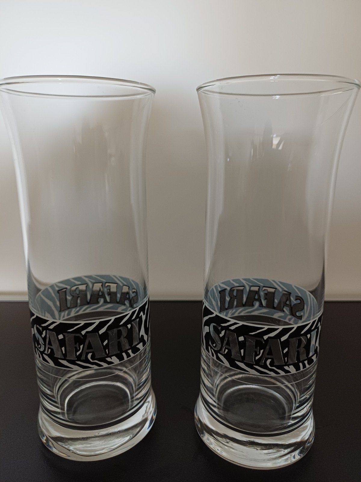 Set van 2 vintage Safari glazen met zebraprint, Glas of Glazen, Nieuw, Ophalen of Verzenden, Glas