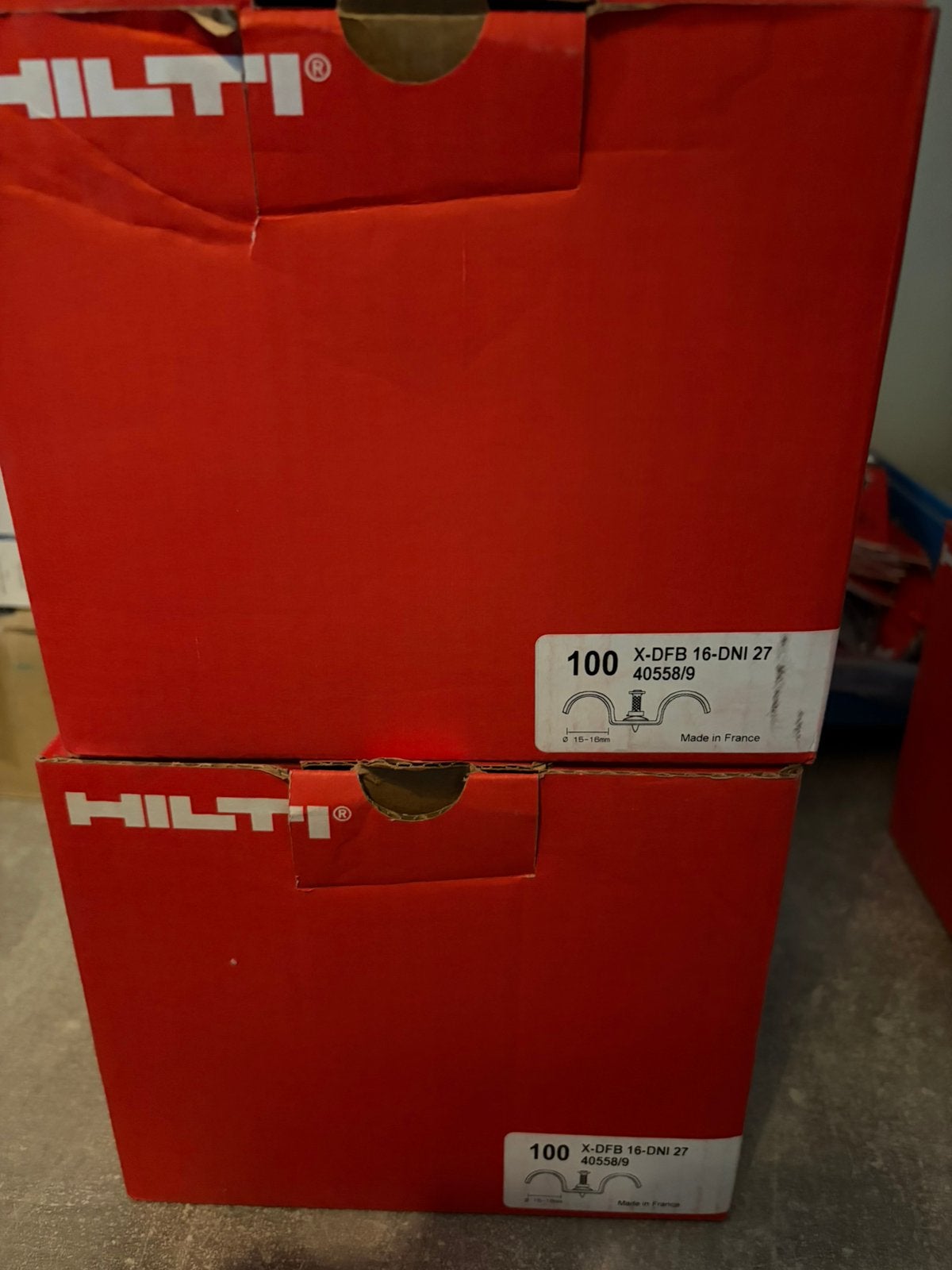 Hilti X-DFB 16-DNI 27 dubbele elektraclips – 200 stuks Nieuw, Doos, Minder dan 35 cm, Ophalen of Verzenden, Zo goed als nieuw