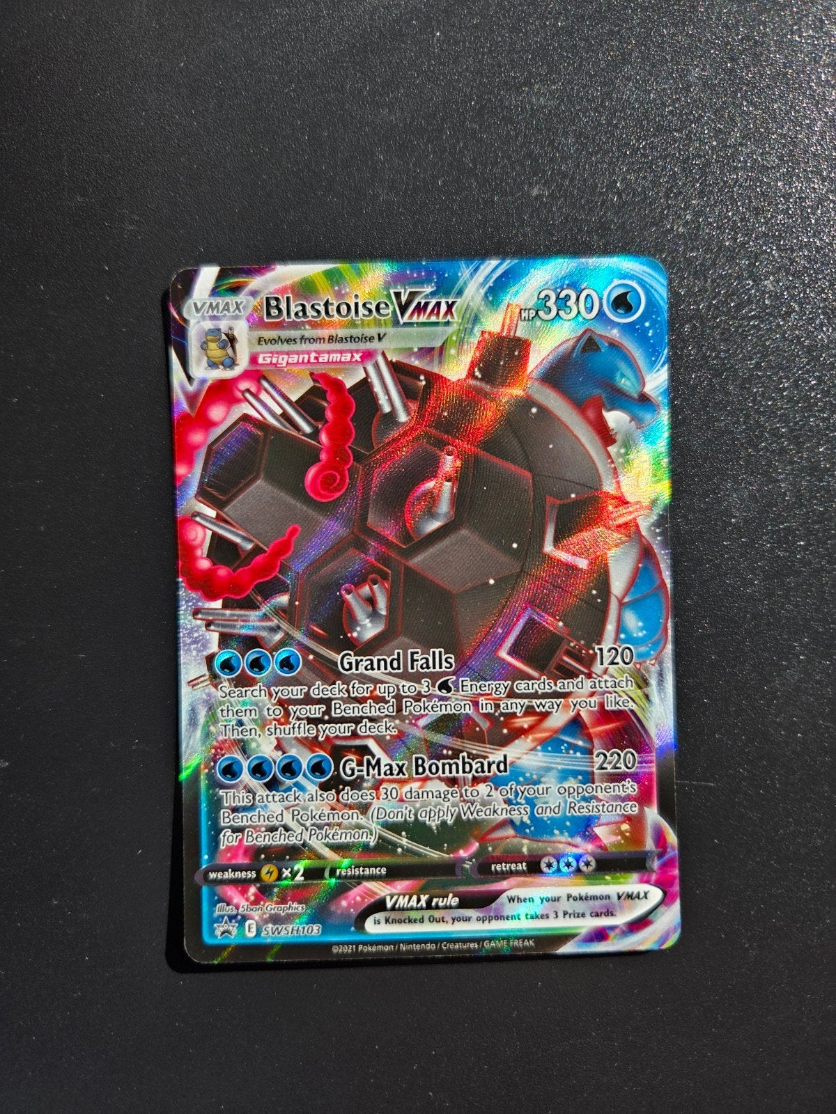Blastoise VMAX SWSH103 Pokemon Promo, Ophalen of Verzenden, Zo goed als nieuw, Booster, Foil