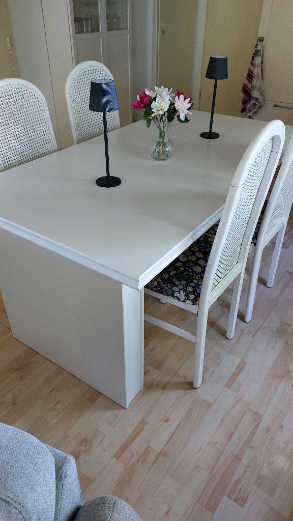 Eetkamertafel met 4 stoelen, Ophalen, Gebruikt, 50 tot 100 cm, Vijf personen of meer
