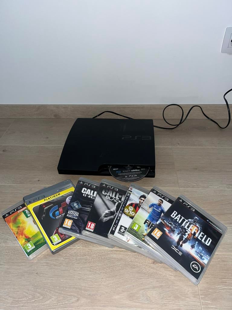 PlayStation 3 (PS3) Slim met 6 games en controller, Avontuur en Actie, Online, Gebruikt, Vanaf 18 jaar