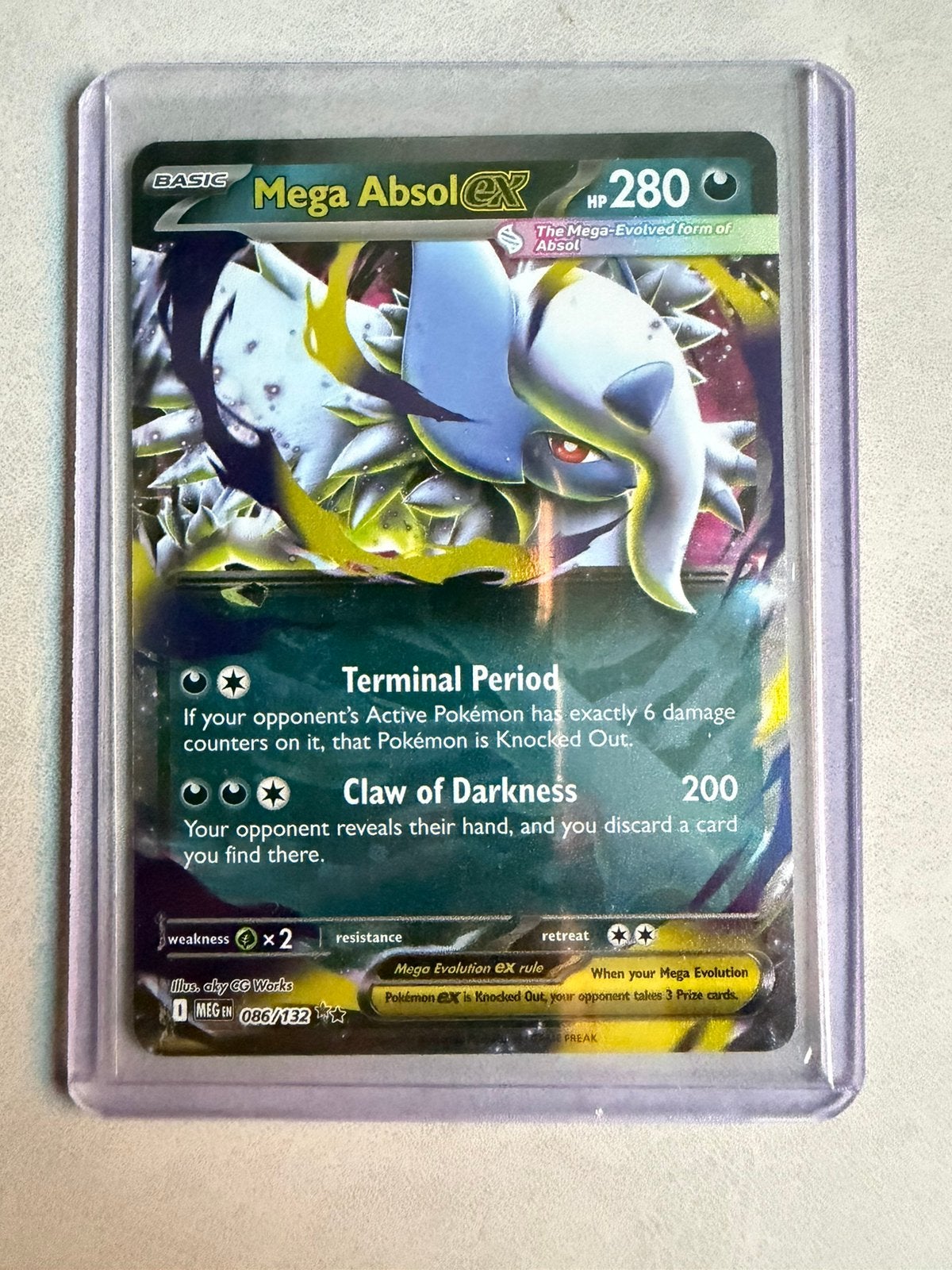 Mega Absol EX MEG 086/132 pokemon kaart, Ophalen of Verzenden, Nieuw, Losse kaart, Foil