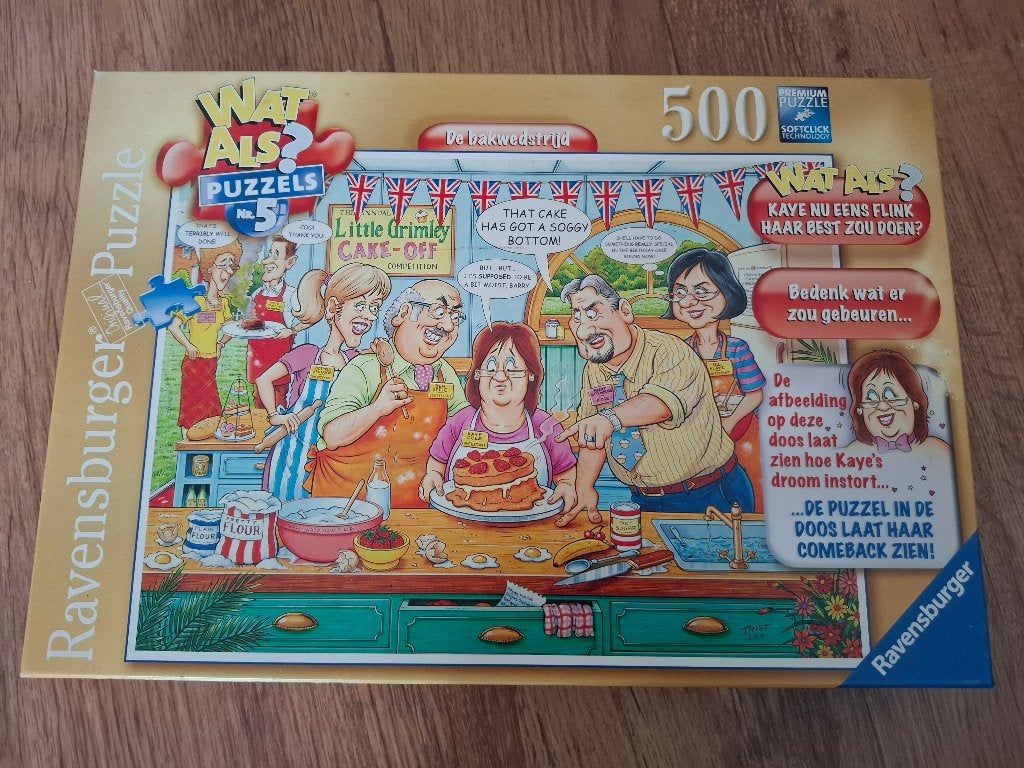 RAVENSBURGER Wat Als? Puzzel - De Bakwedstrijd - 500 Stukjes, Ophalen of Verzenden, 500 t/m 1500 stukjes, Zo goed als nieuw, Legpuzzel