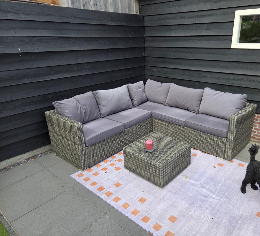 Loungeset, Tuin en Terras, Ophalen, 5 zitplaatsen, Kunststof, Gebruikt