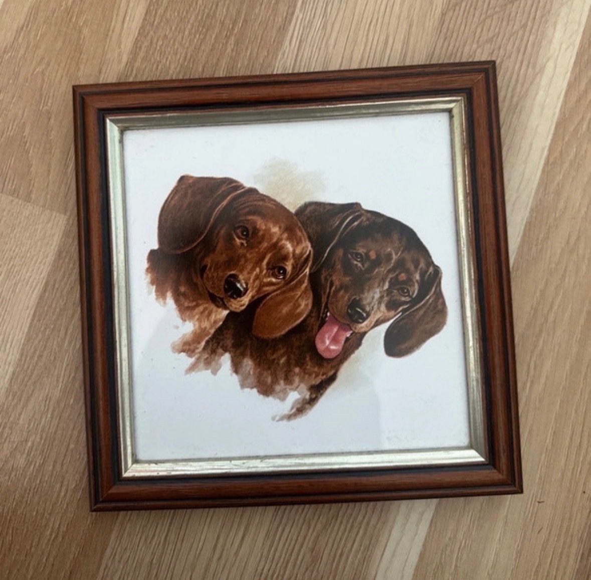 Vintage H&R Johnson Tiles Tekkel Honden Tegel Schilderij, Ophalen of Verzenden