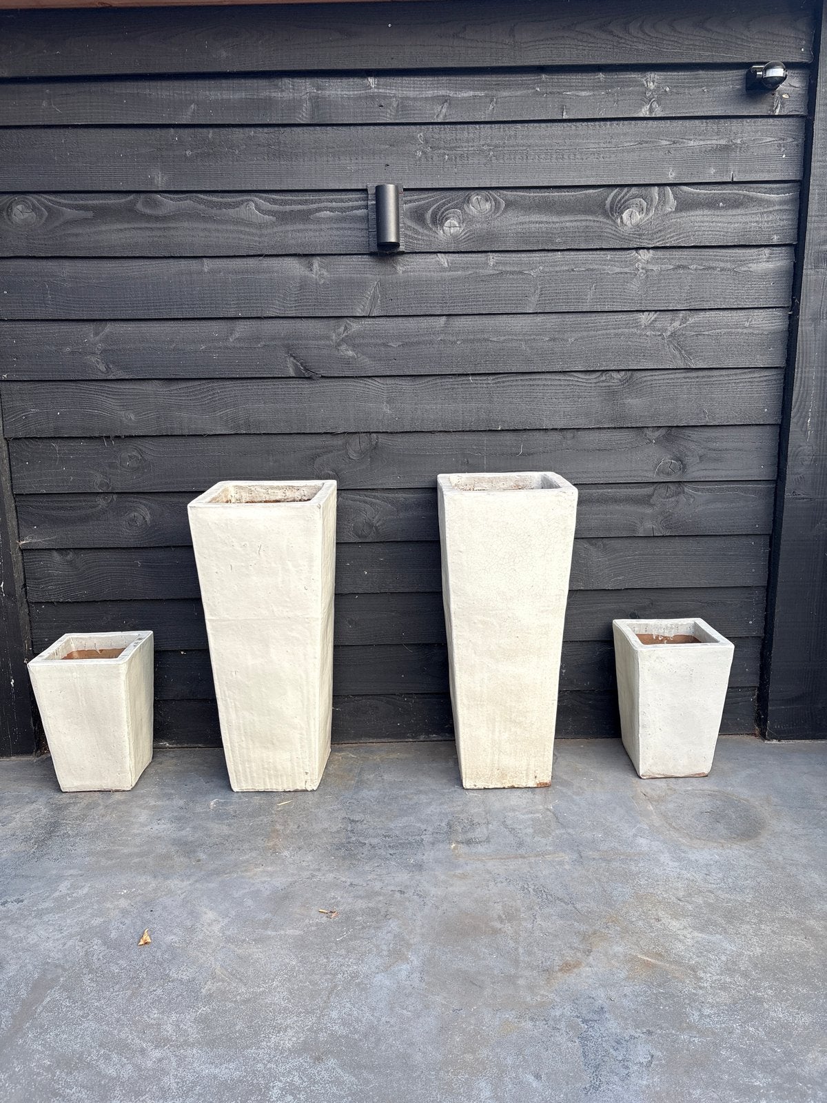 4 prachtige geglazuurde stenen bloempotten, Ophalen, Steen, Gebruikt, Minder dan 60 cm
