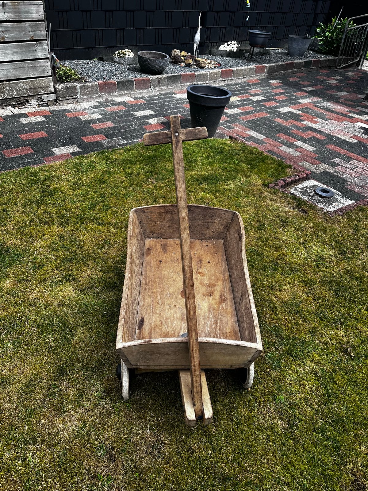 Vintage houten duwkar / kruiwagen voor kinderen, Ophalen of Verzenden, Gebruikt, Duwvoertuig