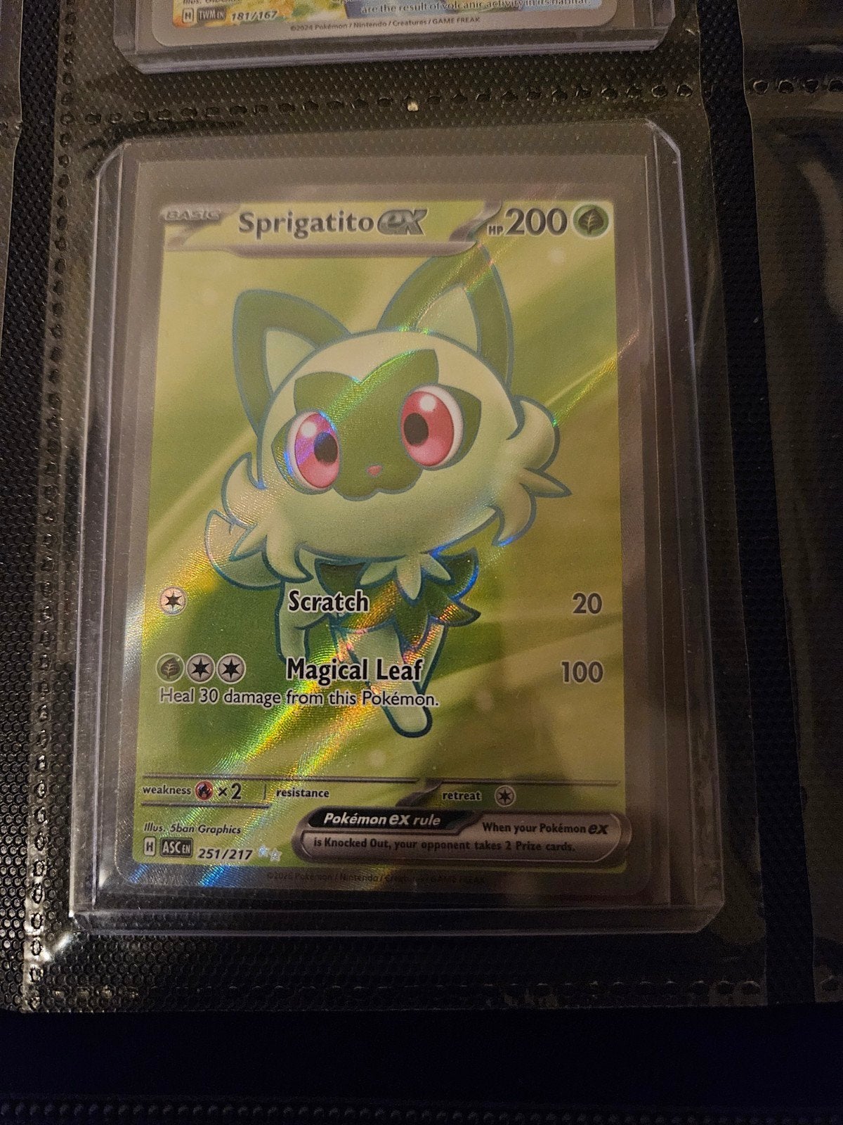 Pokemon Sprigatito ex 251/217 Ascended Heroes, Ophalen of Verzenden, Zo goed als nieuw, Losse kaart, Foil