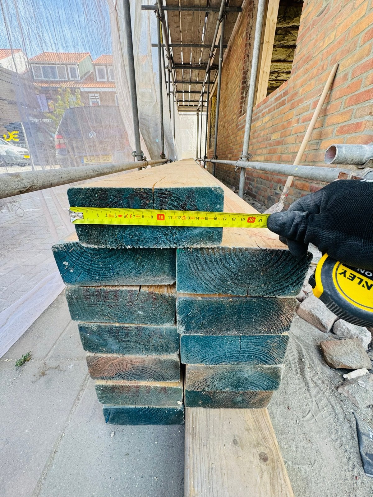 13 Zware Houten Balken 70x170x3600 mm - Bouw/Renovatie, Doe-het-zelf en Verbouw, Hout en Planken, Geïmpregneerd, Gebruikt, Ophalen of Verzenden