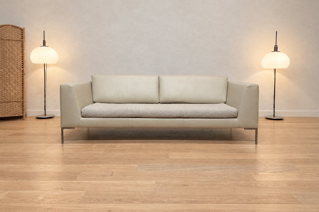 ZGAN B&B Italia Charles 3-Zits Leer/Stof + GARANTIE, Design Bank Bankstel Zetel 3-Zits B&B Italia, Driepersoons, 75 tot 100 cm
