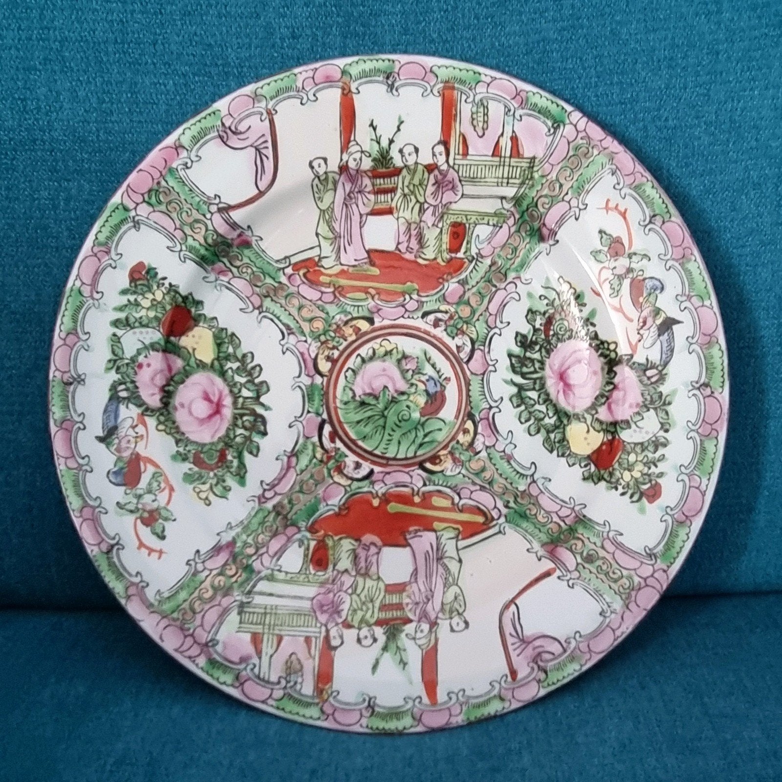 Mooi vintage Famille Rose porseleinen bord, Ophalen
