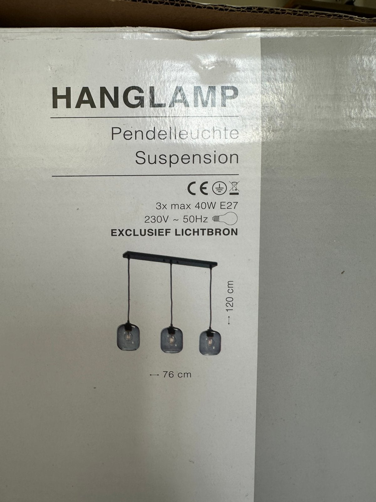 Hanglamp eettafel + drie x Led lamp, Ophalen, Nieuw