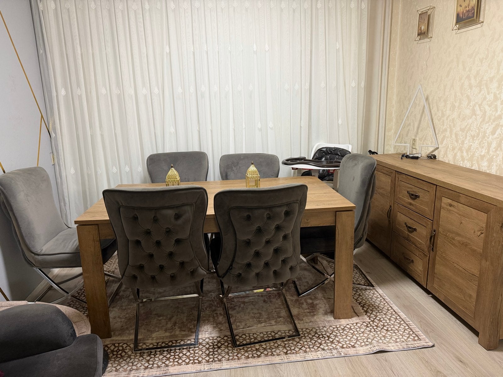 Prachtige Luxe Eetkamerset – 6 Stoelen + Tafel + Dressoir, Ophalen, Zo goed als nieuw, 4 tot 6 stoelen