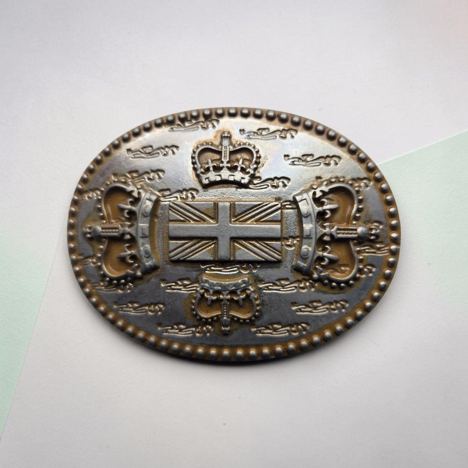 Vintage British Royal Union Jack Silver Plated Belt Buckle, Losse buckle of gesp, Overige kleuren, Minder dan 95 cm, Ophalen of Verzenden