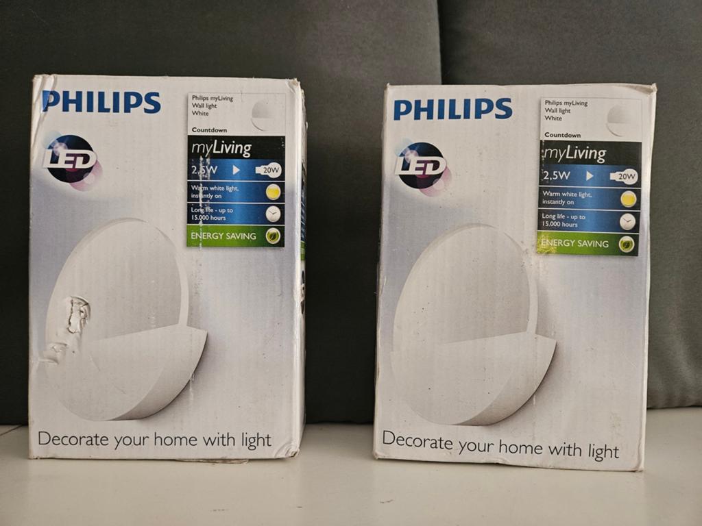 Ruil Nieuw in doos *zuinige* 2x PHILIPS LED wandlamp, Huis en Inrichting, Ophalen of Verzenden, Nieuw