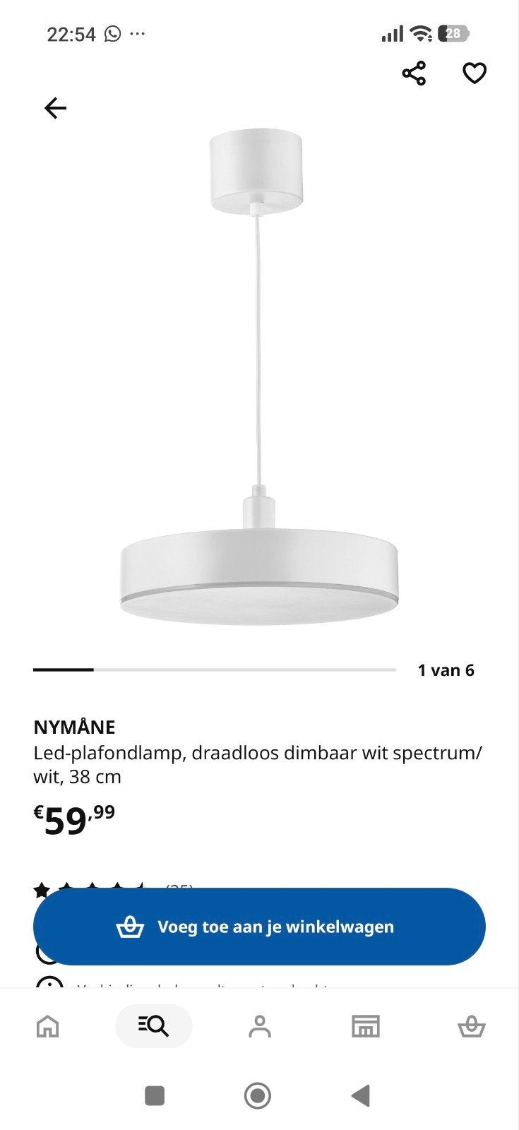 ikea NYMANE hanglamp, Ophalen, Zo goed als nieuw
