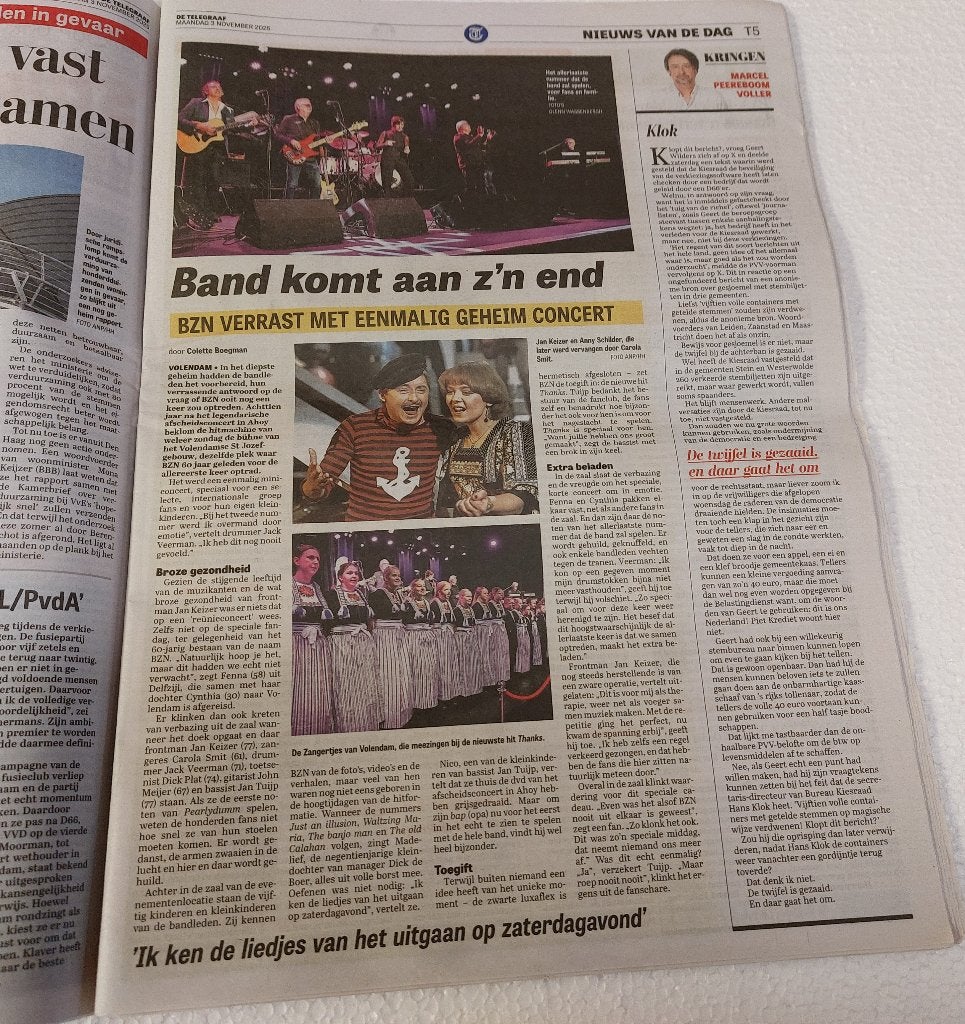BZN in de Telegraaf - Complete krant 3 november 2025, Nieuw, Telegraaf, Ophalen of Verzenden, NvT