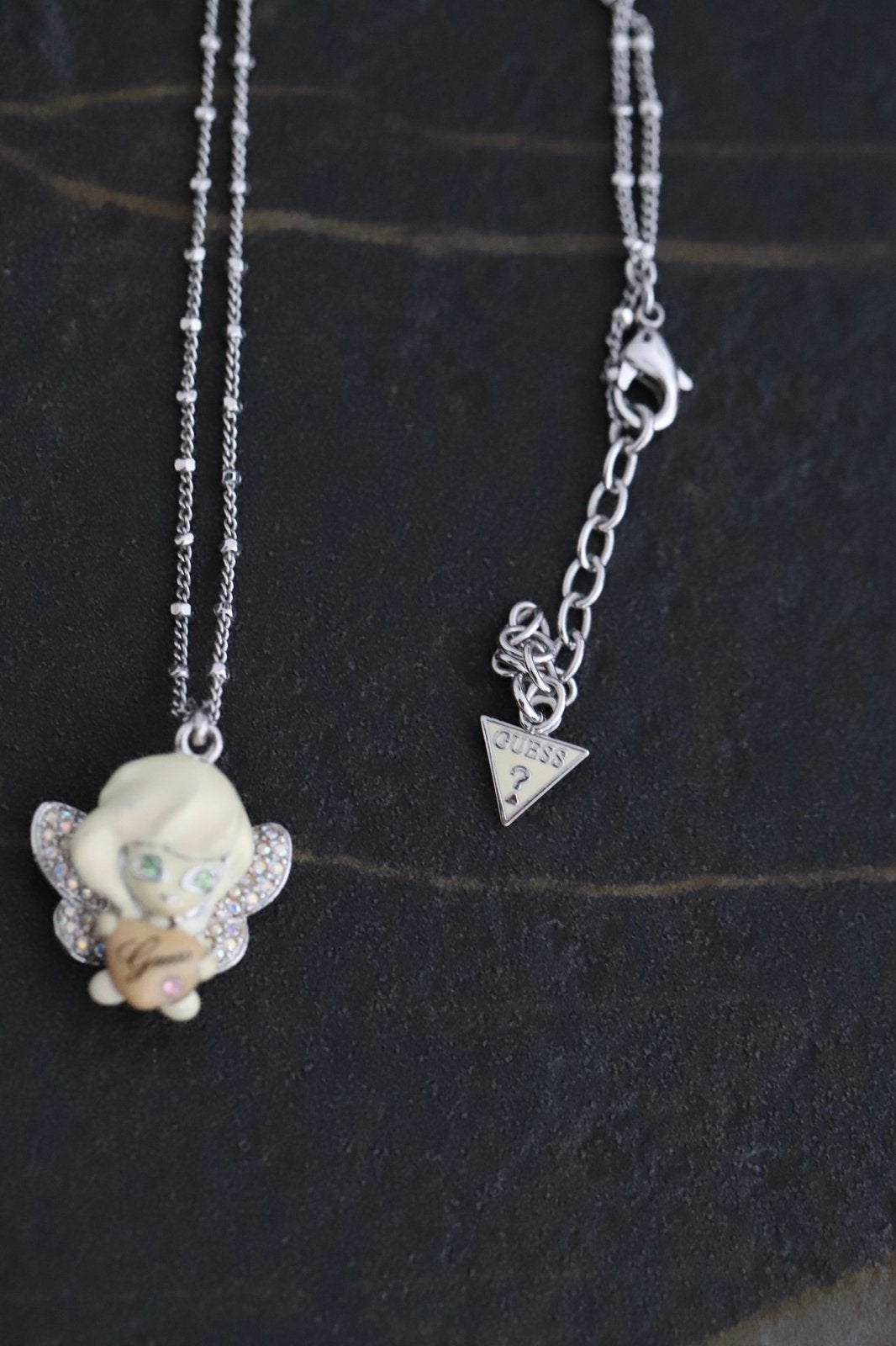 Guess Ketting met Beschermengel Hanger Zilver Nieuw, Ophalen, Zo goed als nieuw, Zilver
