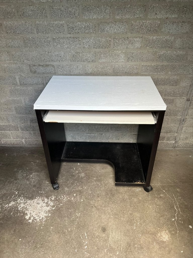 Bureau / schrijftafel op wielen – wit met zwart, Huis en Inrichting, Ophalen, Zwart, Gebruikt, Hout