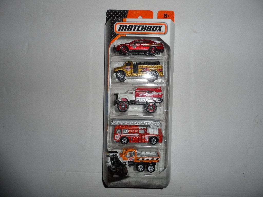 Matchbox 5 Pack Fire Brigade Brandweerauto's (2016) 1:64 D1, Ophalen of Verzenden, Nieuw, Auto
