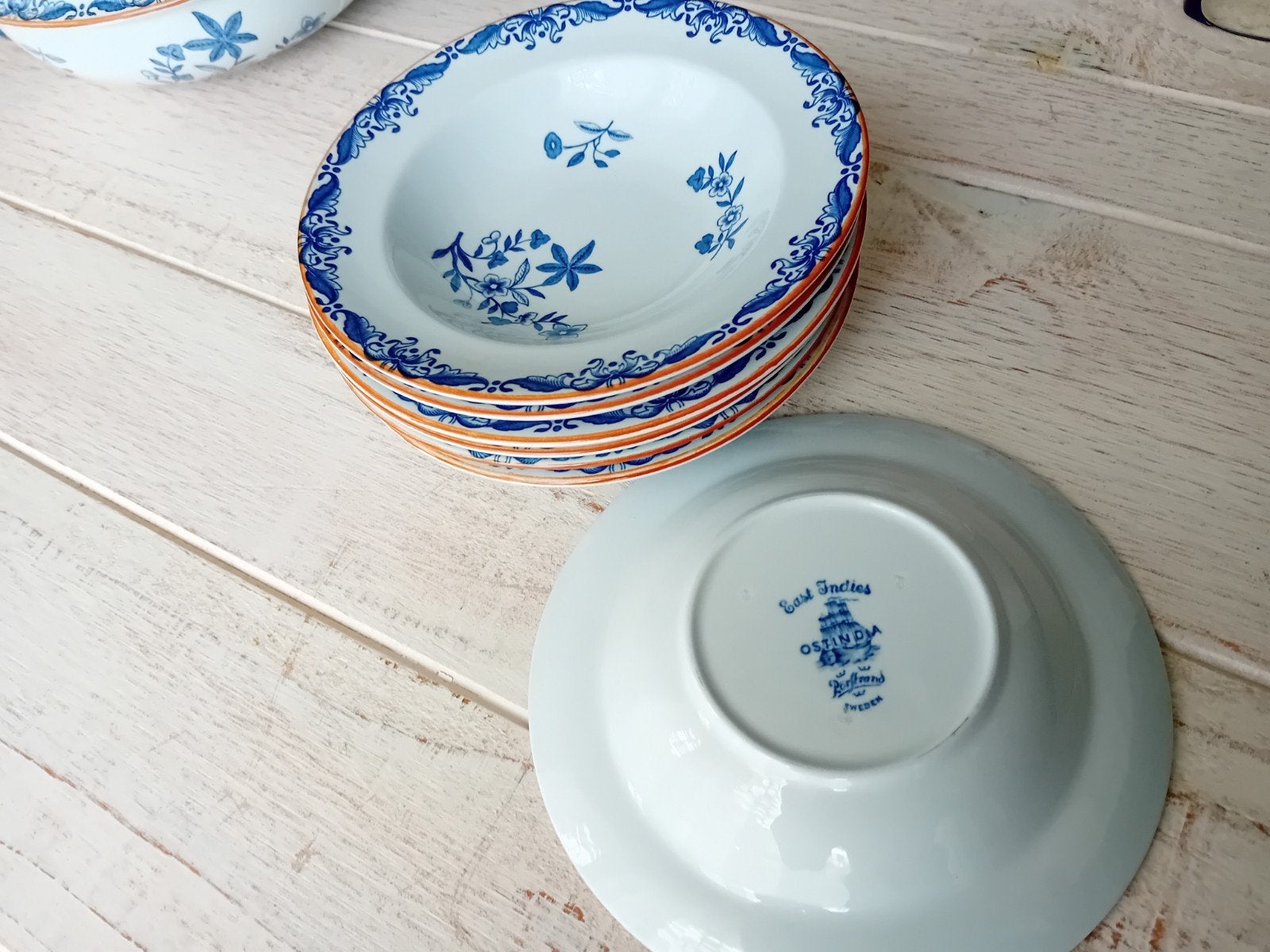 6 compoteschaaltjes 15 cm Rorstrand Ostindia East Indies, Ophalen of Verzenden, Zo goed als nieuw, Kom(men), Overige stijlen