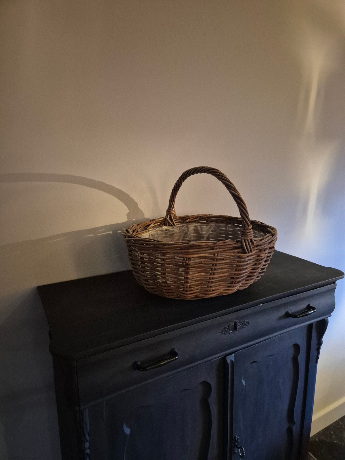 grote rotan rieten picknickmand mand met hengsel nieuw 46x36, Ophalen, Nieuw