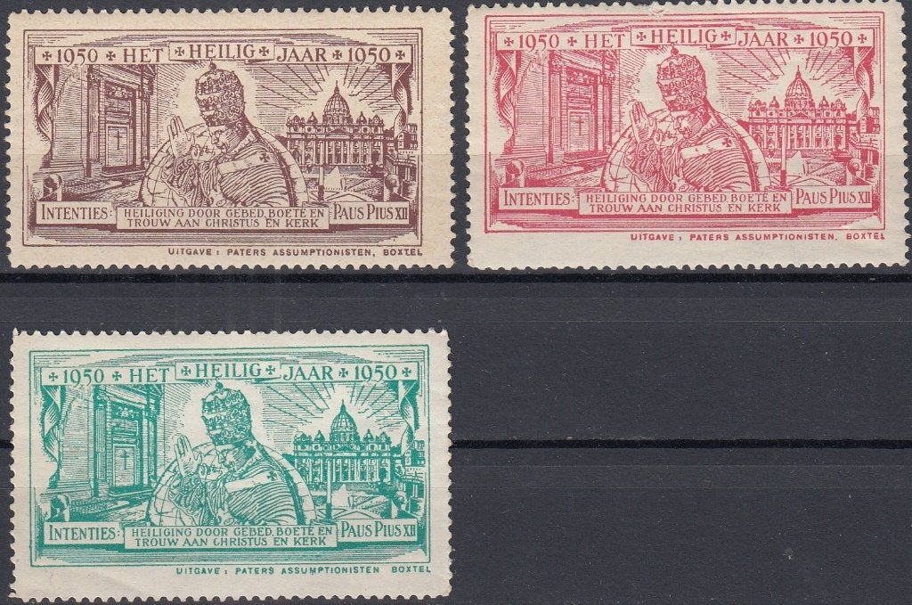Nederland- 1950- Religie- Sluitzegels- Heilig Jaar- Pius XII, Postzegels en Munten, Verzenden, Na 1940, Postfris