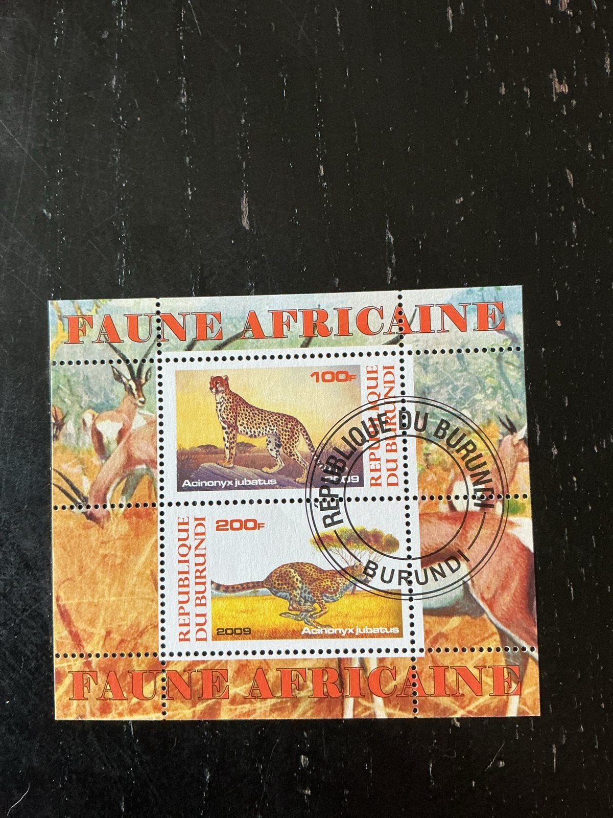 Burundi postzegels 2009 - Afrikaanse fauna (cheeta), Ophalen of Verzenden, Gestempeld, Centraal-Azië