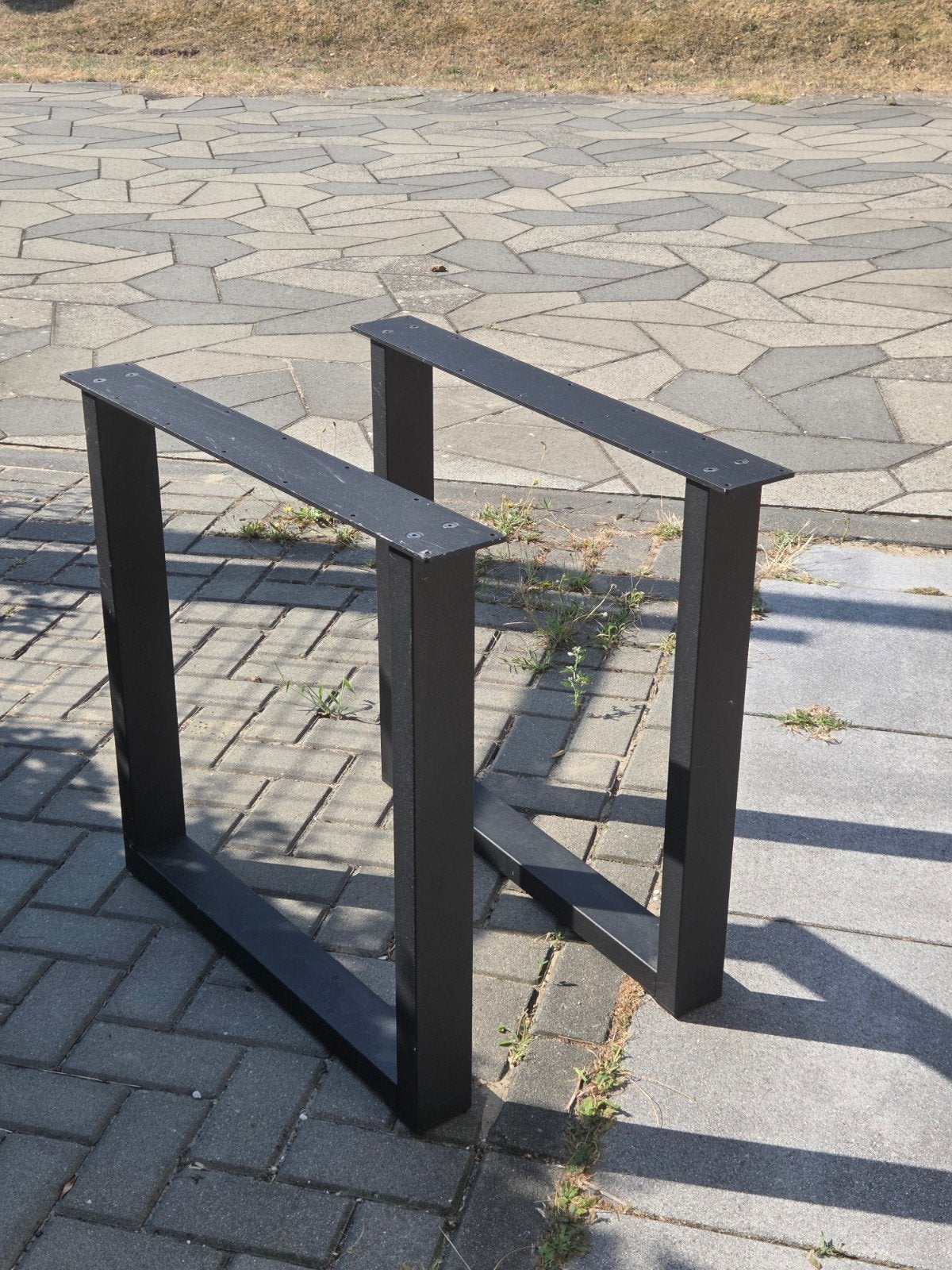 Zwarte metalen tafelpoot set - 74cm hoog, Huis en Inrichting, Tafelonderdelen, Ophalen, Tafelpoot, Minder dan 50 cm, 50 tot 100 cm