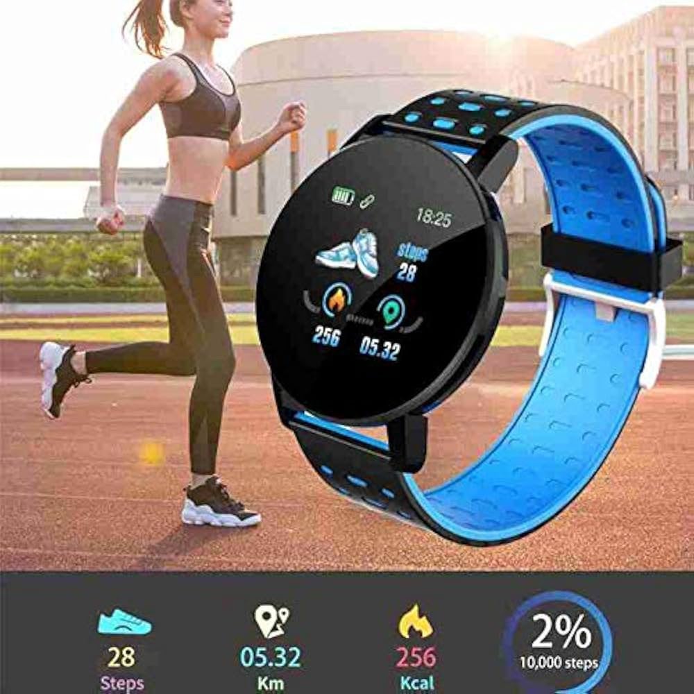 Nieuwe Smartwatch, sporthorloge, fitnesshorloge, stappen, Ophalen of Verzenden, Nieuw, Blauw, Android