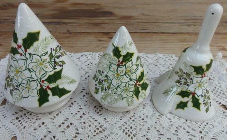 3 Prachtige handbeschilderde keramieke KERST ornamentjes, Gebruikt, -, -, Ophalen of Verzenden