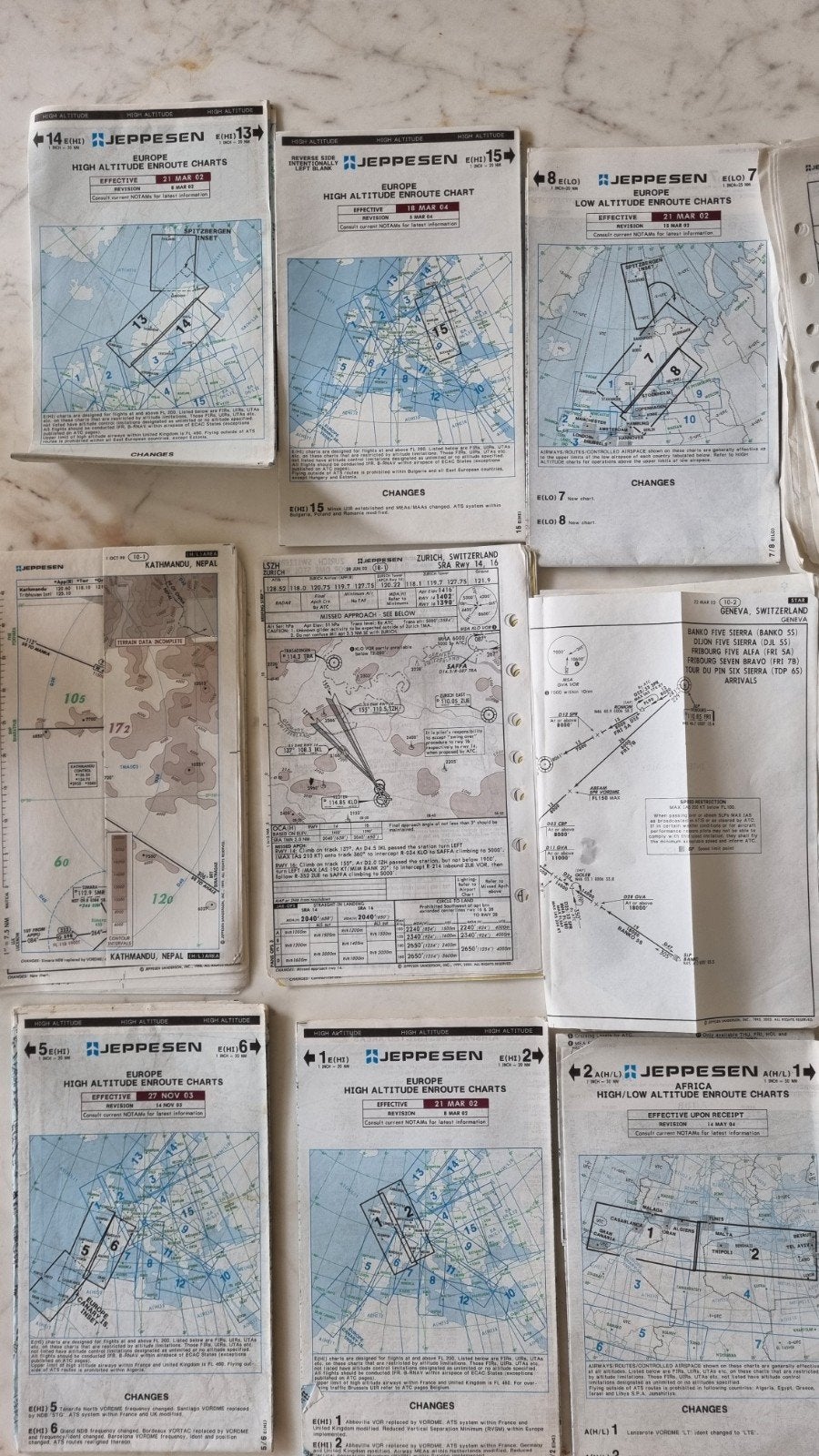 Jeppesen Hoogte Route Kaarten - Luchtvaart Navigatie, Boeken, Atlassen en Landkaarten, 2000 tot heden, Europa Overig, Landkaart
