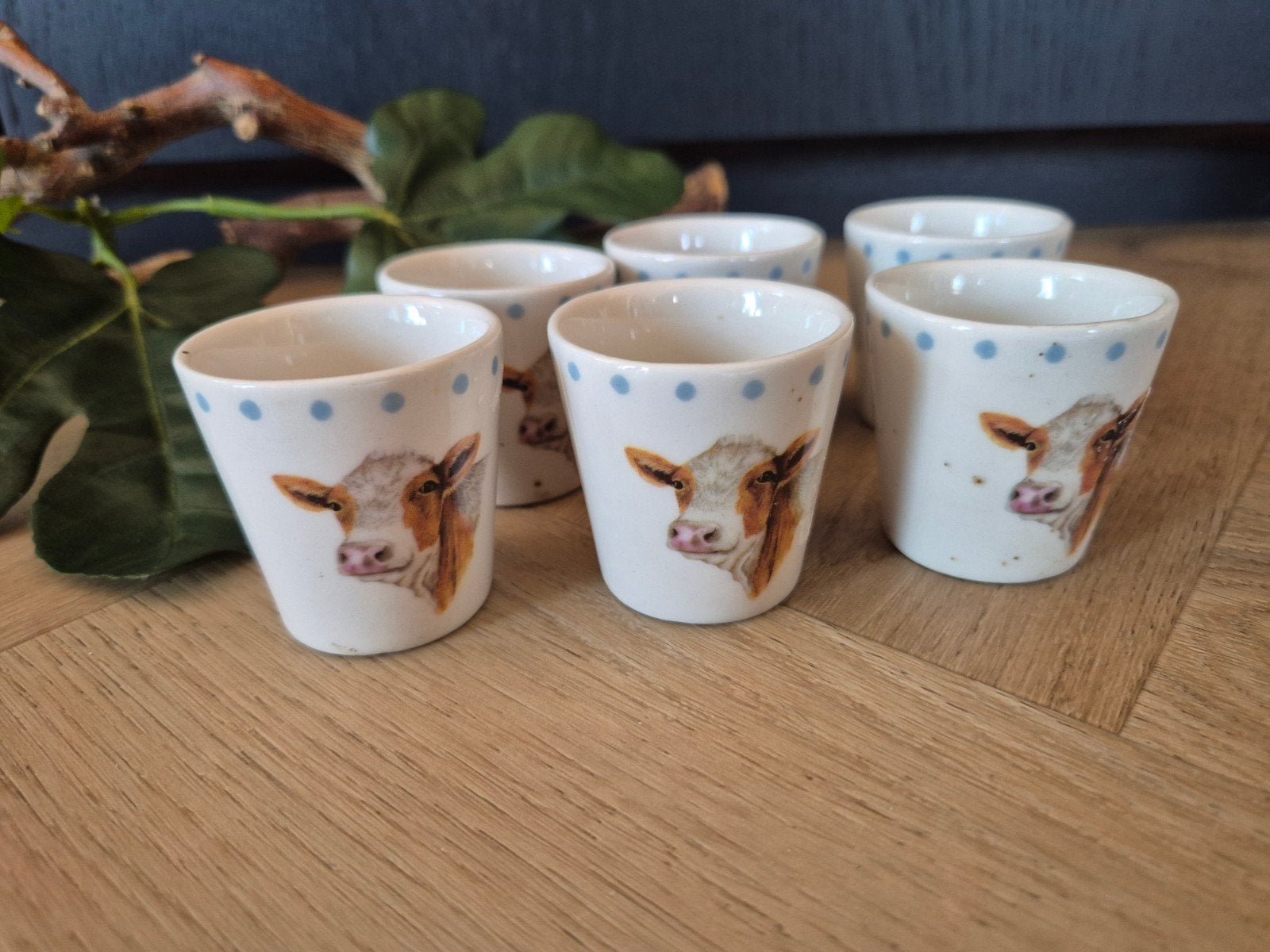 Set van 6 eierdopjes met koeienprint - Jer by ter Steege, Ophalen of Verzenden