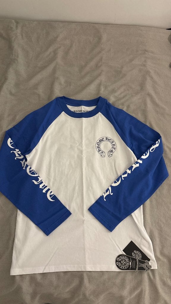 Chrome Hearts Longsleeve T-shirt - Blauw/Wit, Chrome Hearts, Nieuw, Ophalen of Verzenden, Maat 48/50 (M)