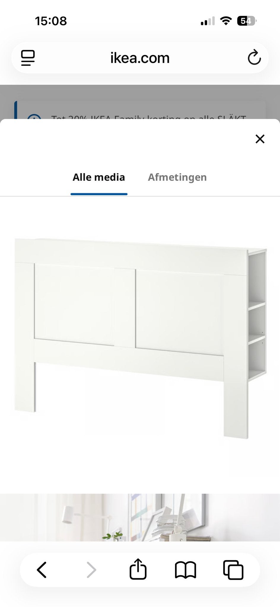IKEA Brimnes Bedframe hoofdeinde met opbergruimte wit, Huis en Inrichting, Slaapkamer | Bedden, Ophalen, Wit, 140 cm, 200 cm