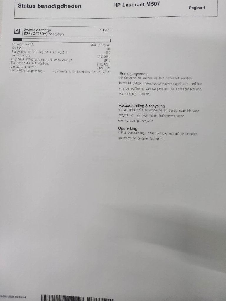 HP LaserJet Enterprise M507x Laserprinter duplex 43p1200dpi, Computers en Software, Printers, Zo goed als nieuw, Printer, Laserprinter