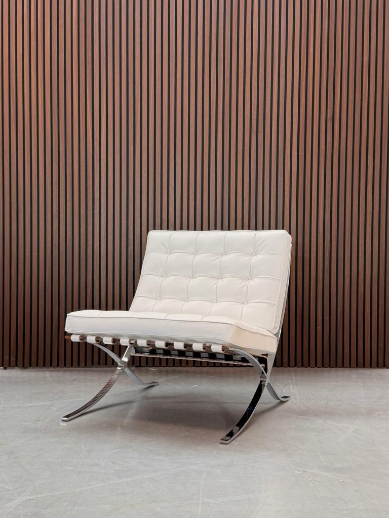 Knoll Barcelona Chair - Wit leder - Relax, Ophalen of Verzenden