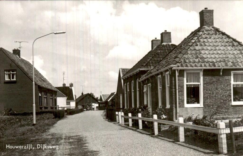 Houwerzijl - Dijksweg - Straat, Ophalen of Verzenden, 1940 tot 1960, Ongelopen, Groningen