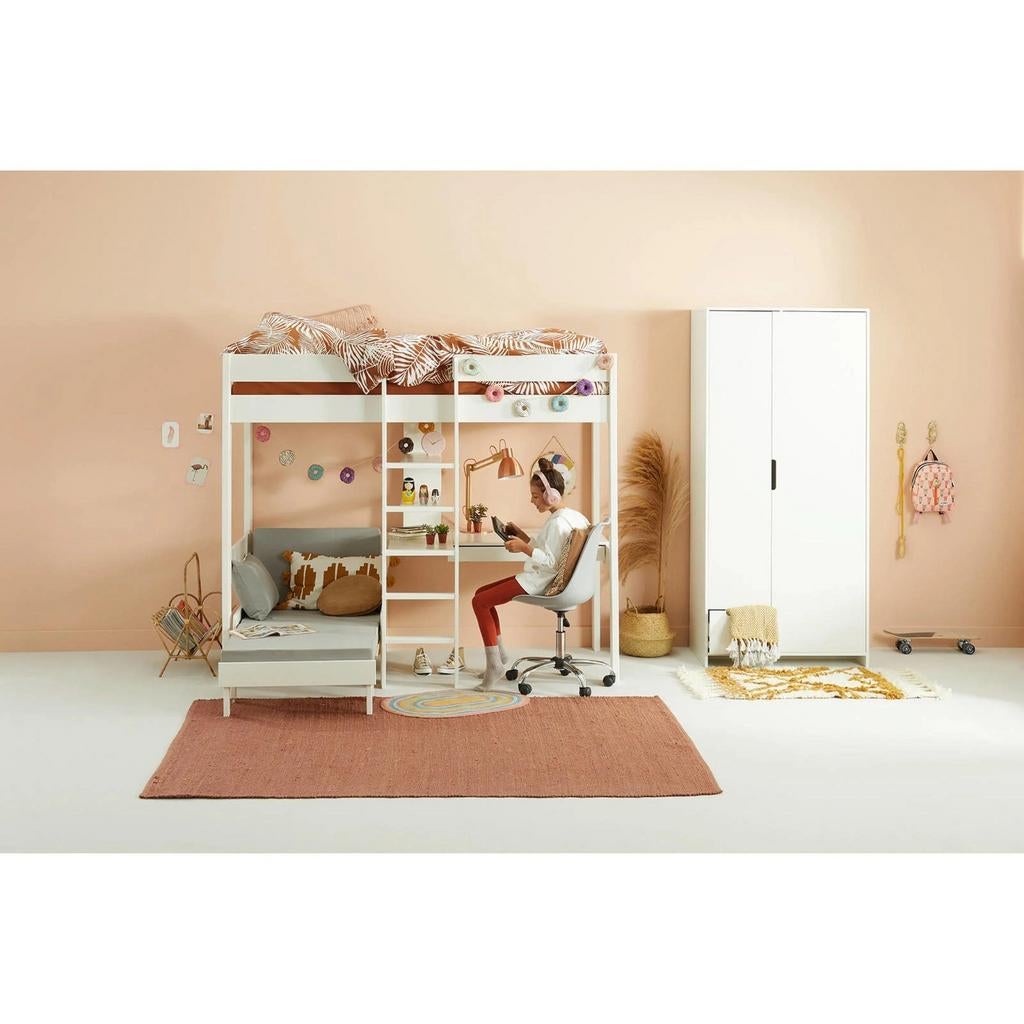 Tweedehands Hoogslaper met Bureau en Slaapbank, Gebruikt, Eenpersoons, Ophalen of Verzenden, 200 cm