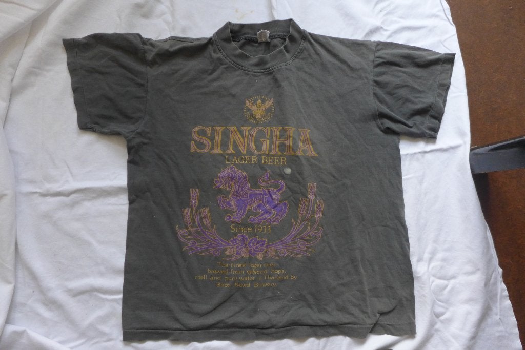 verwassen Tshirt singha bier, Maat 52/54 (L), Onbekend, Zwart, Ophalen of Verzenden