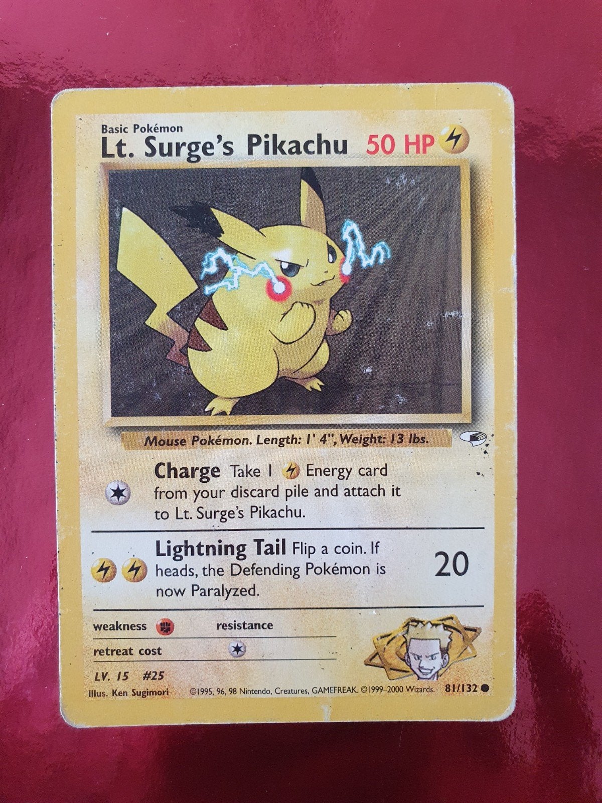 Lt. Surge's Pikachu 81/132 pokemon kaart, Ophalen of Verzenden, Gebruikt