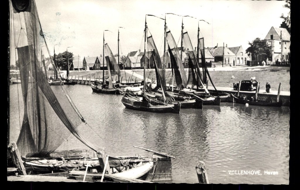 Vollenhove (Ov.), Haven met visserschepen, 1967, gelopen, Verzamelen, Verzenden, 1960 tot 1980, Gelopen, Overijssel