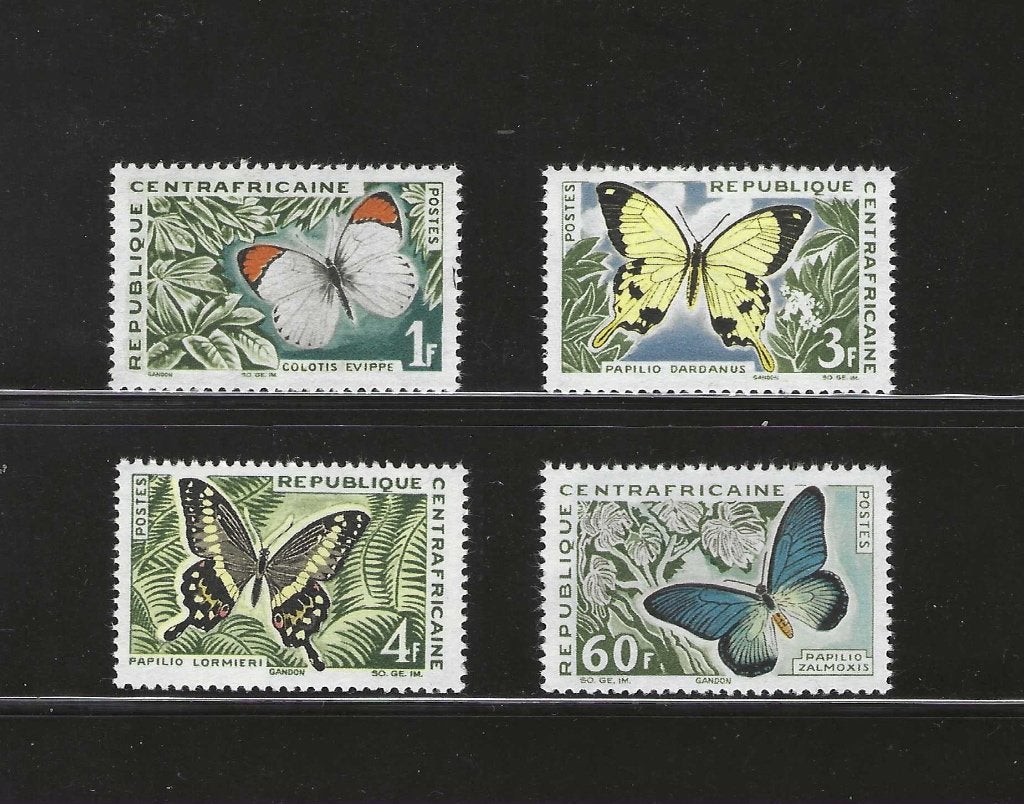 Centraal Afrika 42-45 insect vlinders serie 1963 postfris, Postzegels en Munten, Verzenden, Postfris, Dier of Natuur