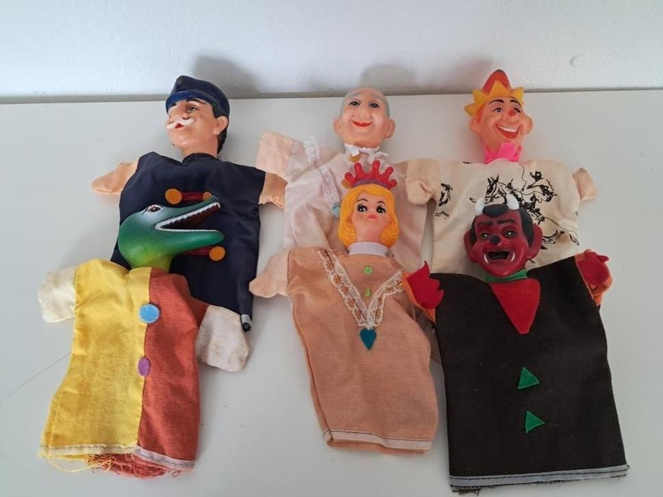 Vintage Handpoppen Set: 6 Stuks voor Poppentheater, Verzamelen, Poppen, Ophalen of Verzenden, Gebruikt, Overige typen