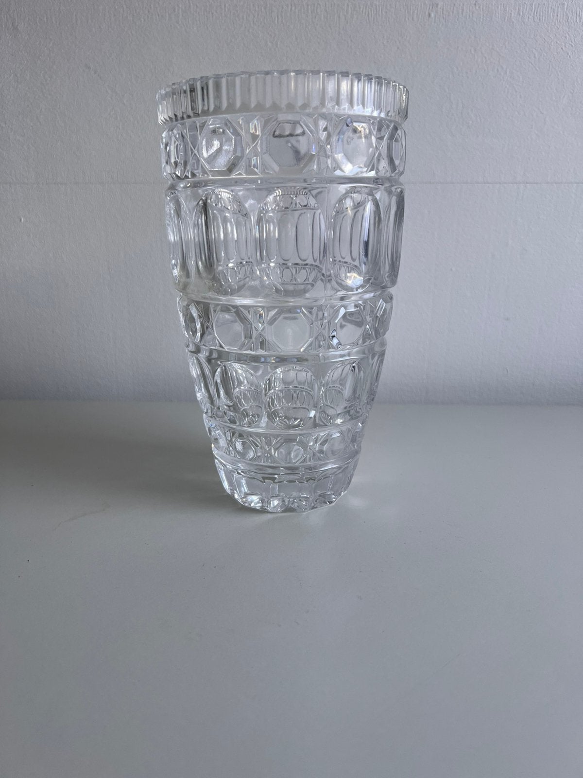 Vintage persglasvaas-in de trant Libochovice ‘Lens’-21,5 cm, Antiek en Kunst, Ophalen of Verzenden