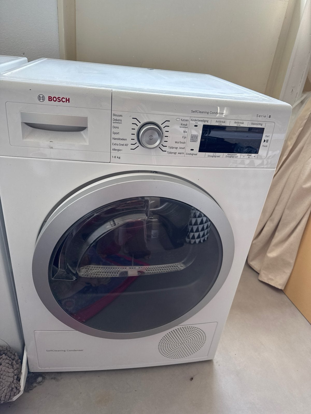 Bosch Serie 8 SelfCleaning Condenser Wasdroger 1-8 kg, Witgoed en Apparatuur, Ophalen, Wolprogramma, 6 tot 8 kg, Gebruikt