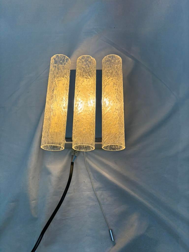 Vintage Doria Leuchten wandlamp ijsglas tubes jaren, Huis en Inrichting, Ophalen of Verzenden, Gebruikt, Glas