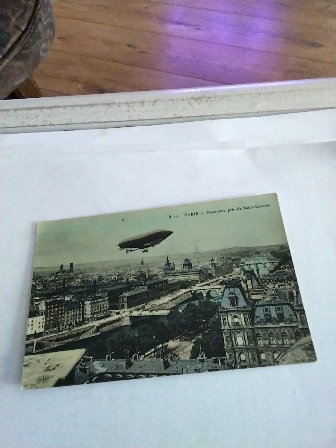 Zeldzame Oude Ansichtkaart Parijs met Zeppelin (Voor 1920), Ophalen of Verzenden, Voor 1920
