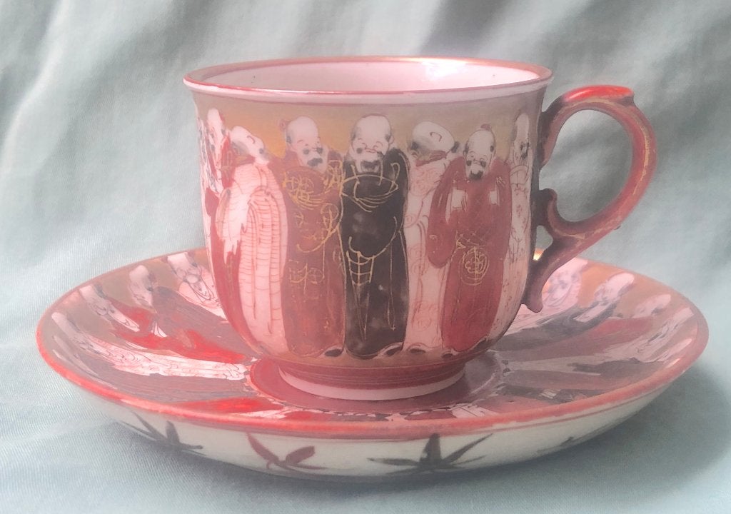 Japans Kutani Thousand Scholars Pattern kop en schotel nr 2, Ophalen of Verzenden